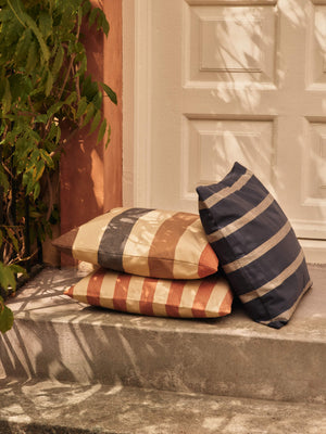 ferm LIVING Strand Outdoor Cushion Cover – Cashmere / Mocha / Indigo Blue