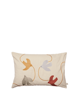ferm LIVING Swif Bird Embroidered Cushion Rectangular – Multi