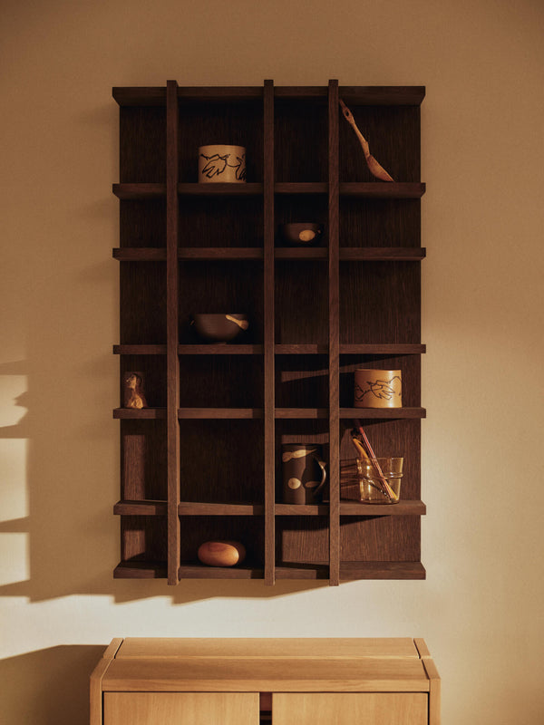 ferm LIVING Tilem Shelf 4 x 6 – Dark Stained Oak