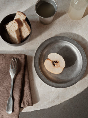 ferm LIVING Tumbled Plate – Stainless Steel