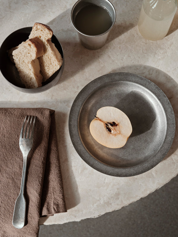 ferm LIVING Tumbled Plate – Stainless Steel