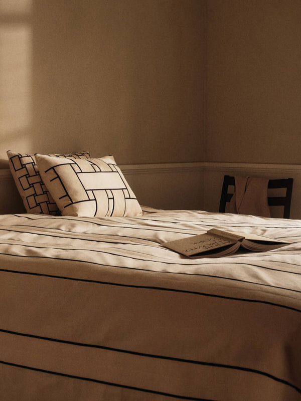 ferm LIVING Twill Bedspread Double – Off-White / Black