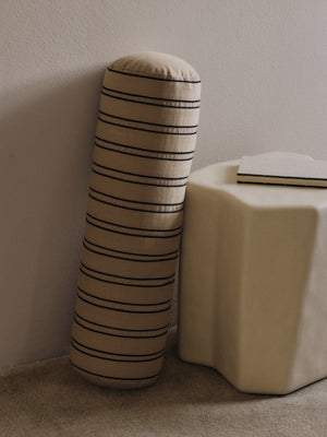 ferm LIVING Twill Bolster Cushion – Cashmere / Black