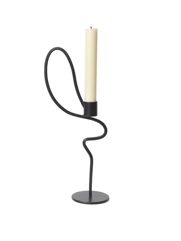 ferm LIVING Valse Candle Holder High – Black