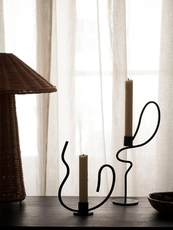 ferm LIVING Valse Candle Holder High – Black