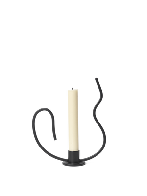 ferm LIVING Valse Candle Holder Low – Black