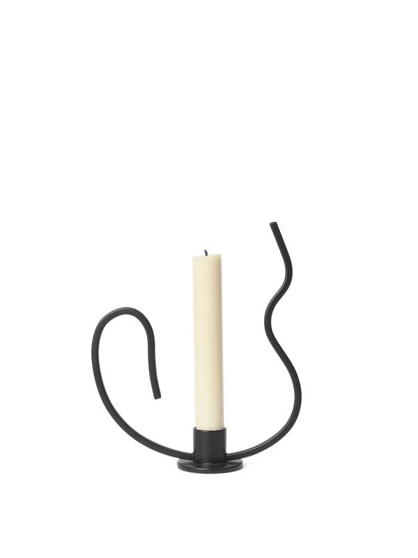 ferm LIVING Valse Candle Holder Low – Black