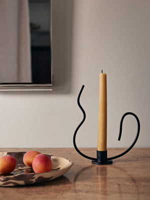 ferm LIVING Valse Candle Holder Low – Black