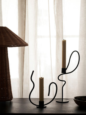 ferm LIVING Valse Candle Holder Low – Black