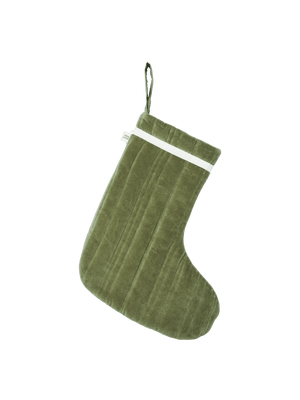 ferm LIVING Vari Quilted Christmas Stocking – Velvet – Khaki