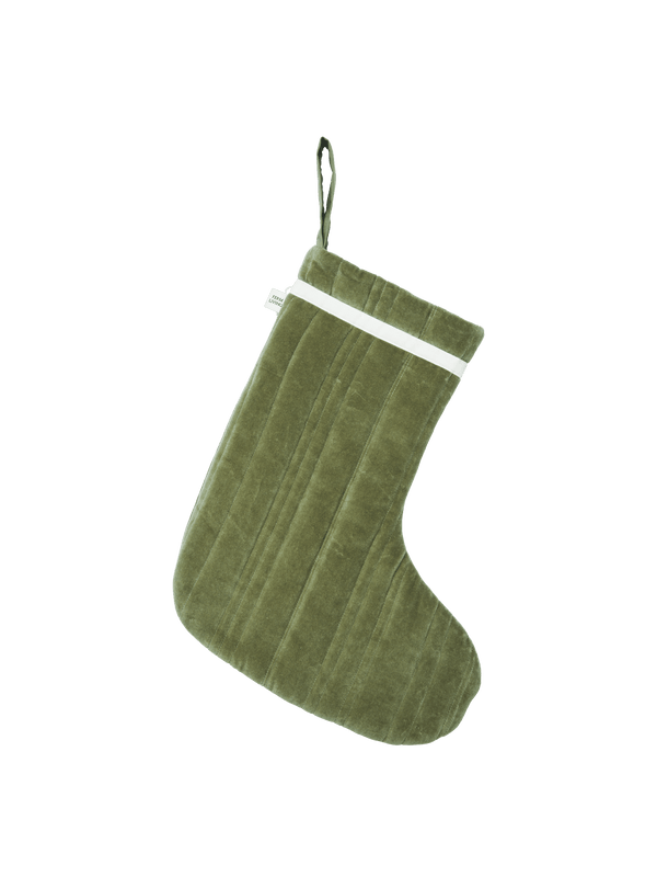 ferm LIVING Vari Quilted Christmas Stocking – Velvet – Khaki