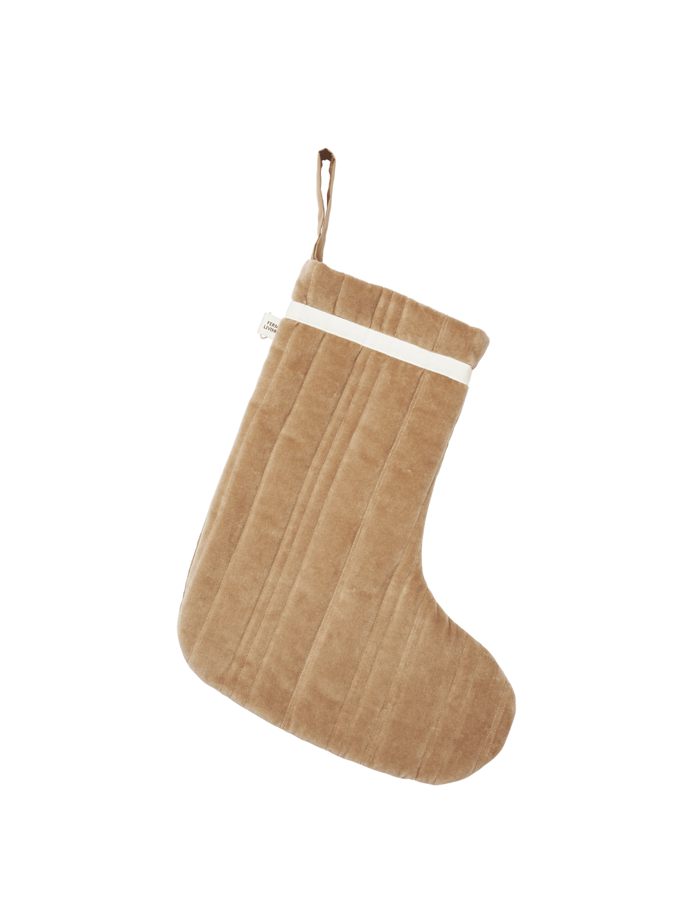 ferm LIVING Vari Quilted Christmas Stocking – Velvet – Tan