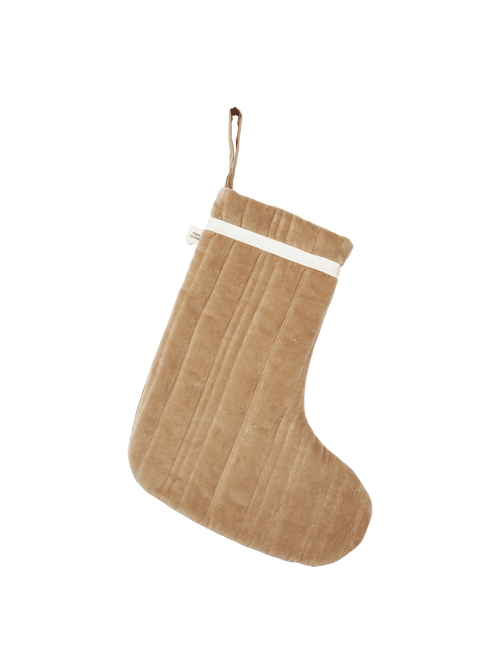 ferm LIVING Vari Quilted Christmas Stocking – Velvet – Tan