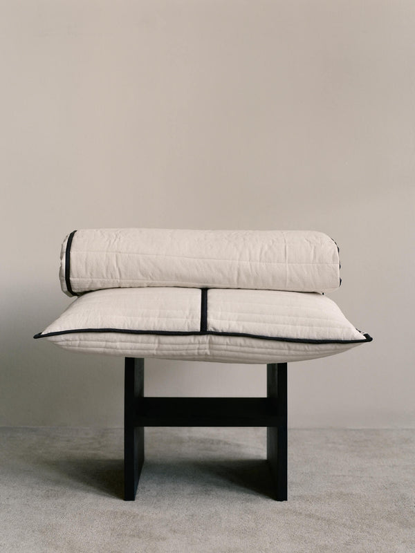ferm LIVING Vari Quilted Cushion Rectangular – Natural / Dark Chocolate