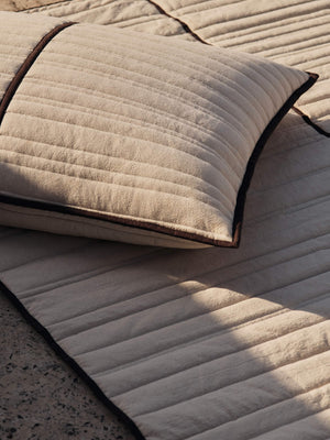 ferm LIVING Vari Quilted Cushion Rectangular – Natural / Dark Chocolate