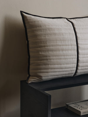 ferm LIVING Vari Quilted Cushion Rectangular – Natural / Dark Chocolate