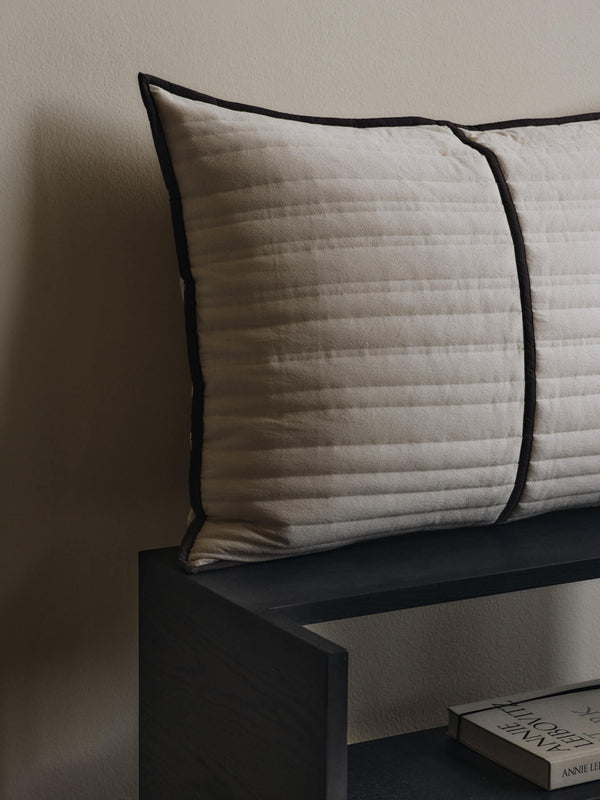 ferm LIVING Vari Quilted Cushion Rectangular – Natural / Dark Chocolate