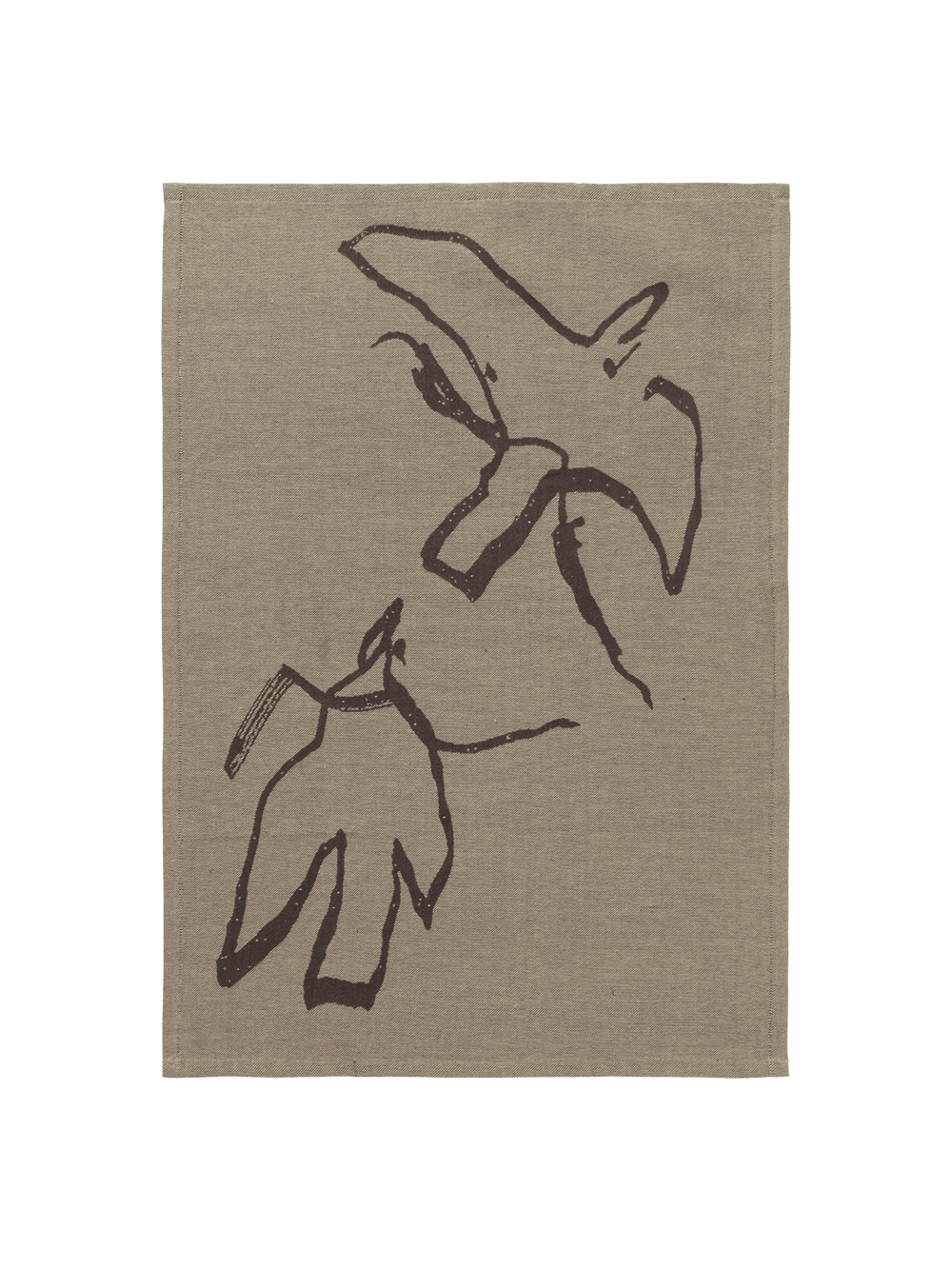 ferm LIVING Vuelo Tea Towel – Elm Green / Coffee