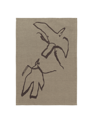 ferm LIVING Vuelo Tea Towel – Elm Green / Coffee