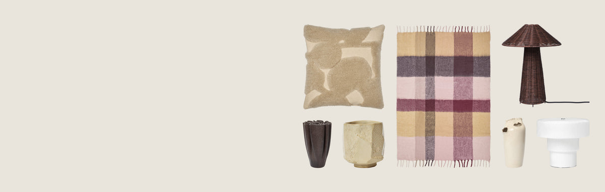 ferm LIVING AW26 new arrivals: lamps, vases, mohair blanket and tufted cushion